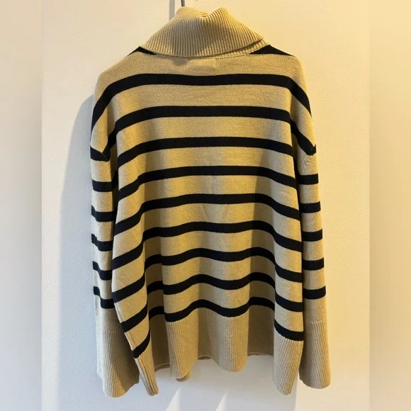 WEWOREWHAT Striped Turtleneck in Oat/Black - Picture 8 of 10